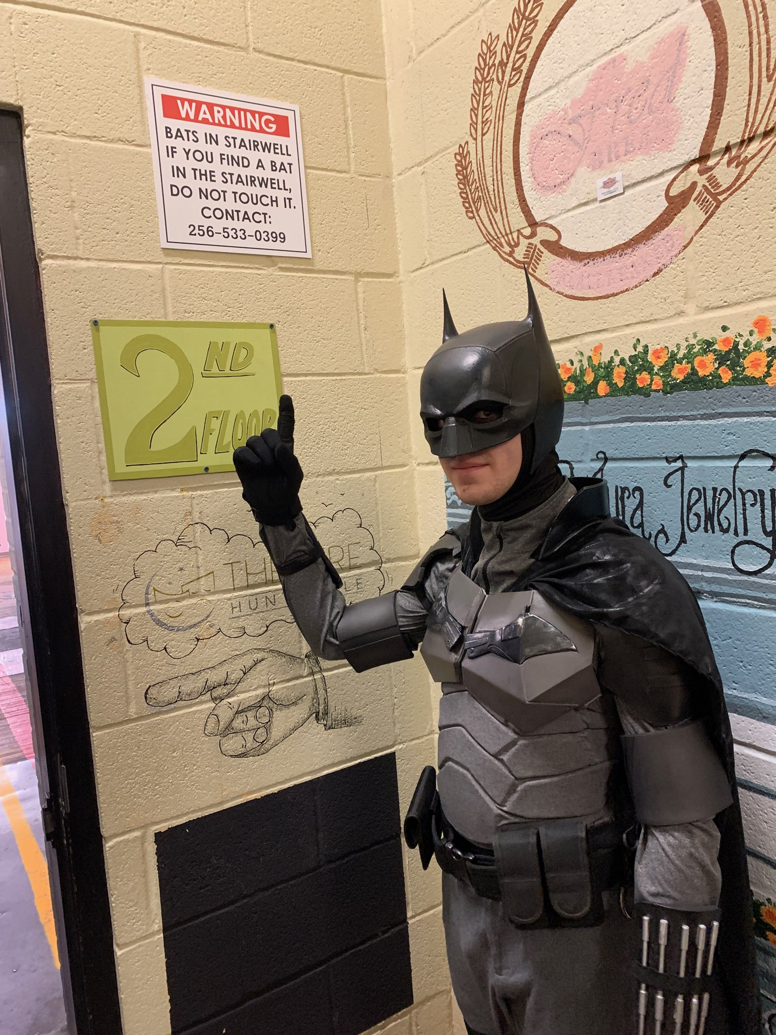 Cosplay showcase in stairwell