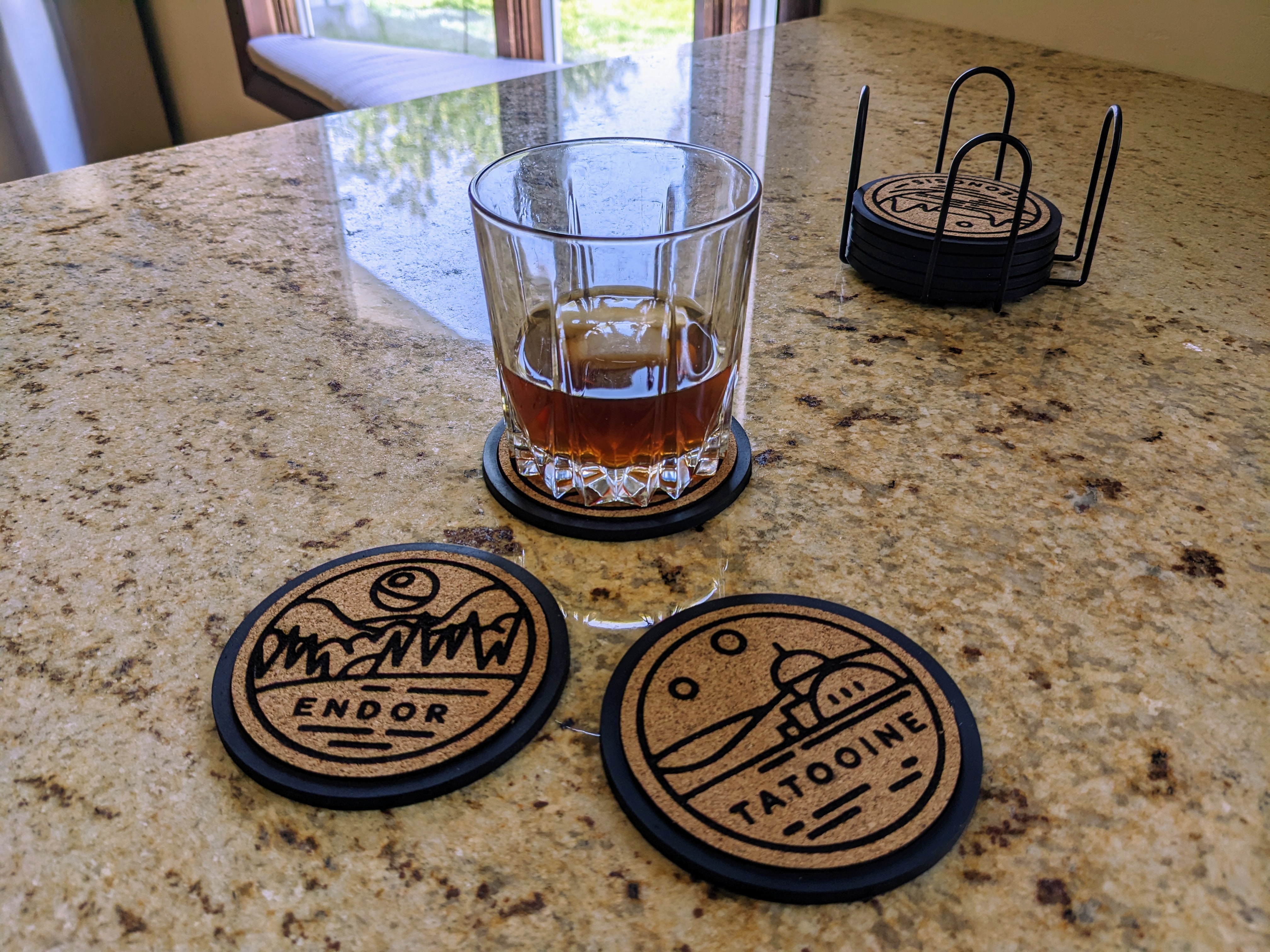 Star Wars themed laser-engraved coasters