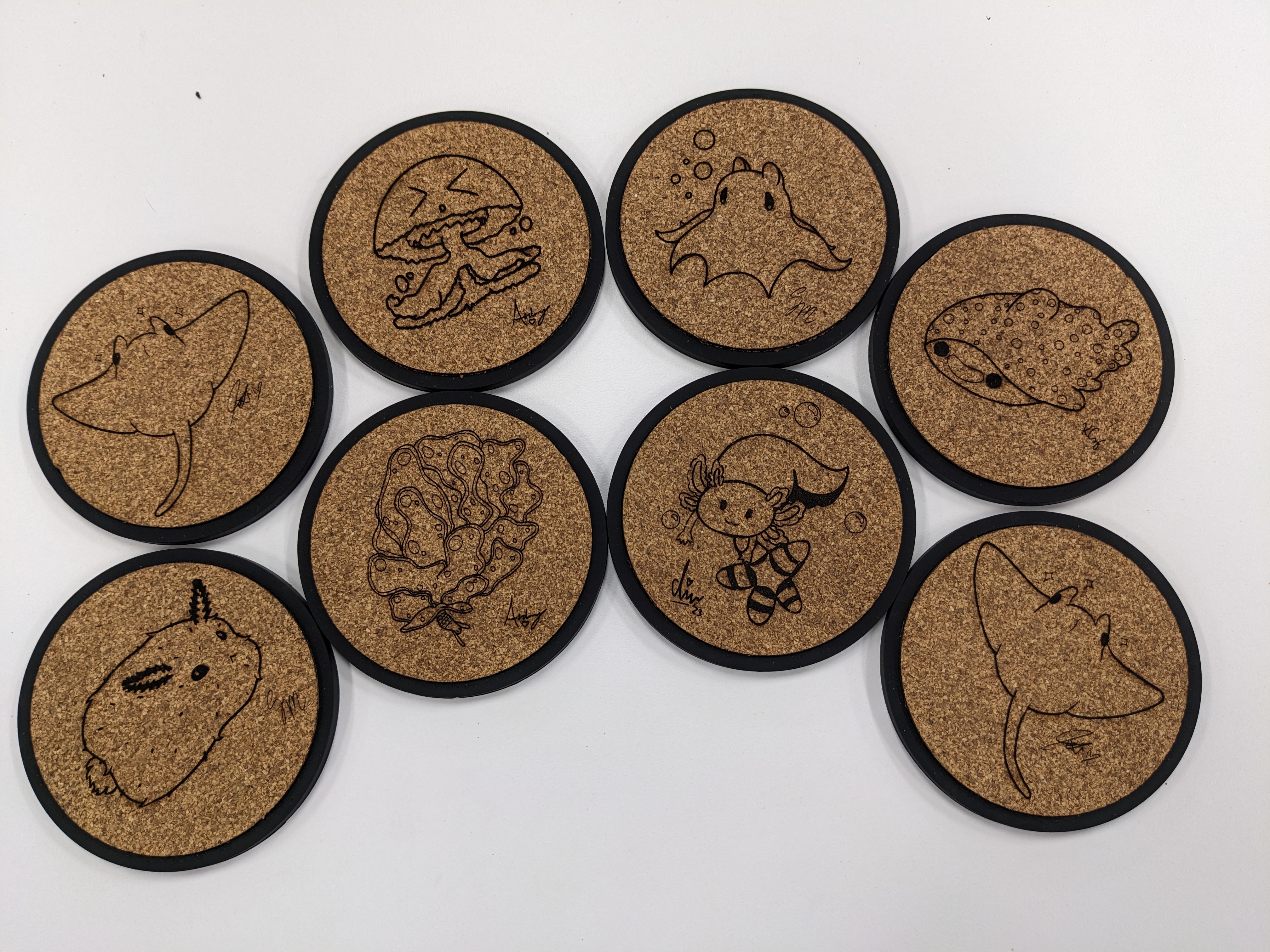 Custom illustrated sea creature coasters