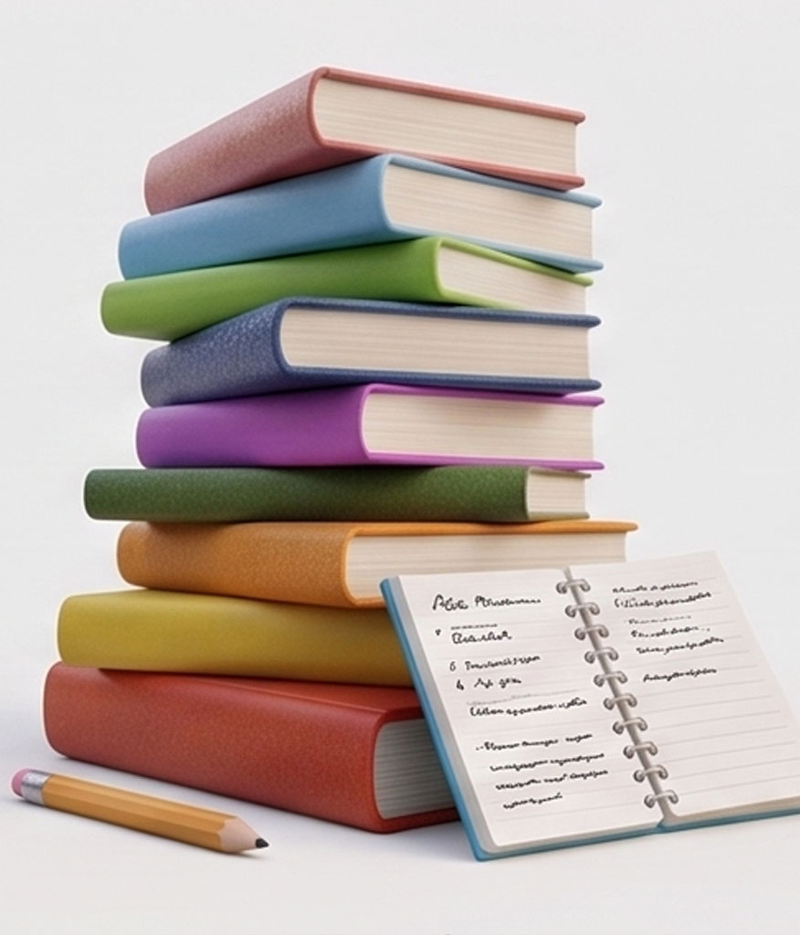 Embroidered stack of books icon